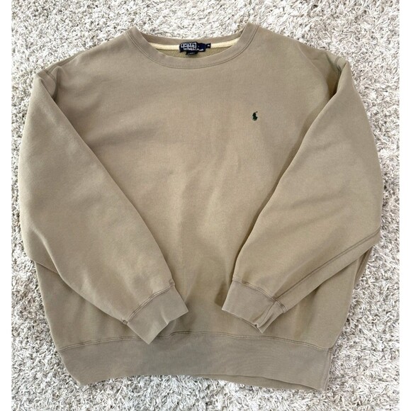 VTG Polo Ralph Lauren Sweatshirt Beige Crewneck Pullover 90s Logo Preppy XL - Picture 11 of 12